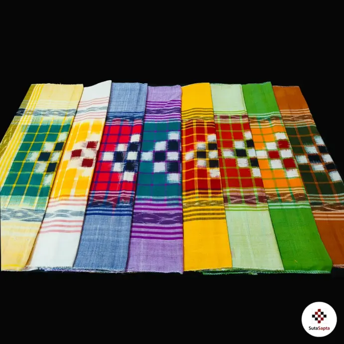 Handwoven Sambalpuri cotton handkerchiefs from Odisha. ₹120 each, premium finish, Pan India delivery, no MOQ.
