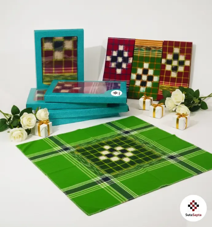 Premium Sambalpuri cotton handkerchief gift box for festive and corporate gifting