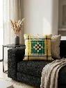 Light Yellow -Sambalpuri Ikat Handwoven Cushion Cover (18x18) - Pasapalli Design (6).webp