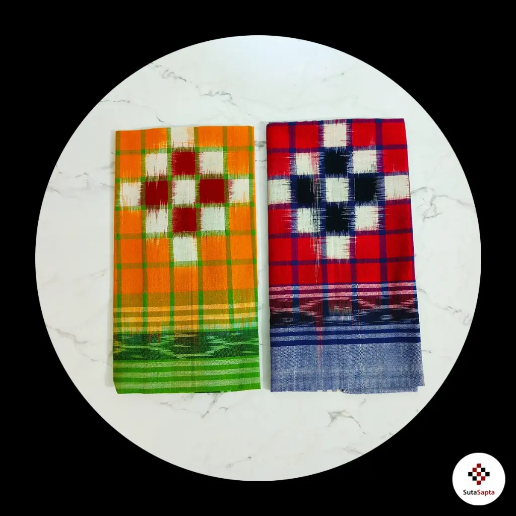2-Piece Set Sambalpuri Handkerchiefs Pasapalli Rumal | 19x19 inch size | Interlocked Edges | Delivery Pan India