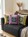 Sambalpuri Ikat Handwoven Cushion Cover – Light Purple - Pasapalli Design