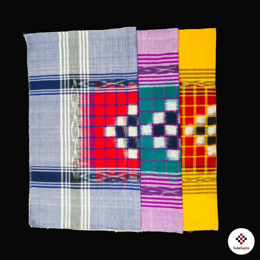 3-Piece Set Sambalpuri Handkerchiefs Pasapalli Rumal | Multiple Colors | 19x19 inch size | Interlocked Edges | Delivery Pan India